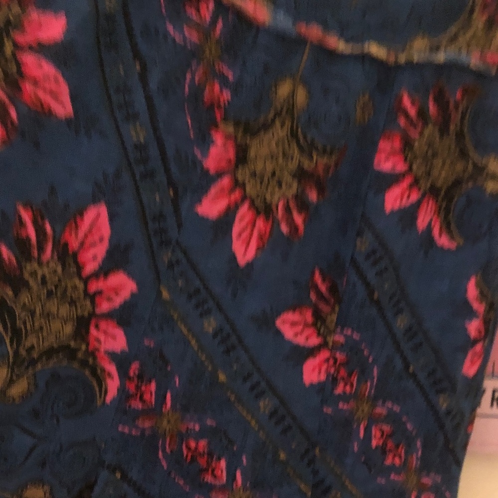 Free People Blue Wide-Leg Jumpsuit with Pink Floral Print - Picture 8 of 12
